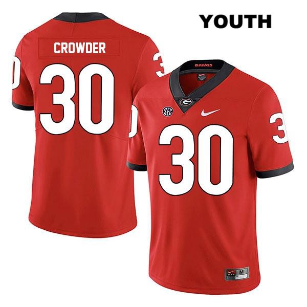 Georgia Bulldogs Youth Tae Crowder #30 NCAA Legend Authentic Red Nike Stitched College Football Jersey TZW7056AY
